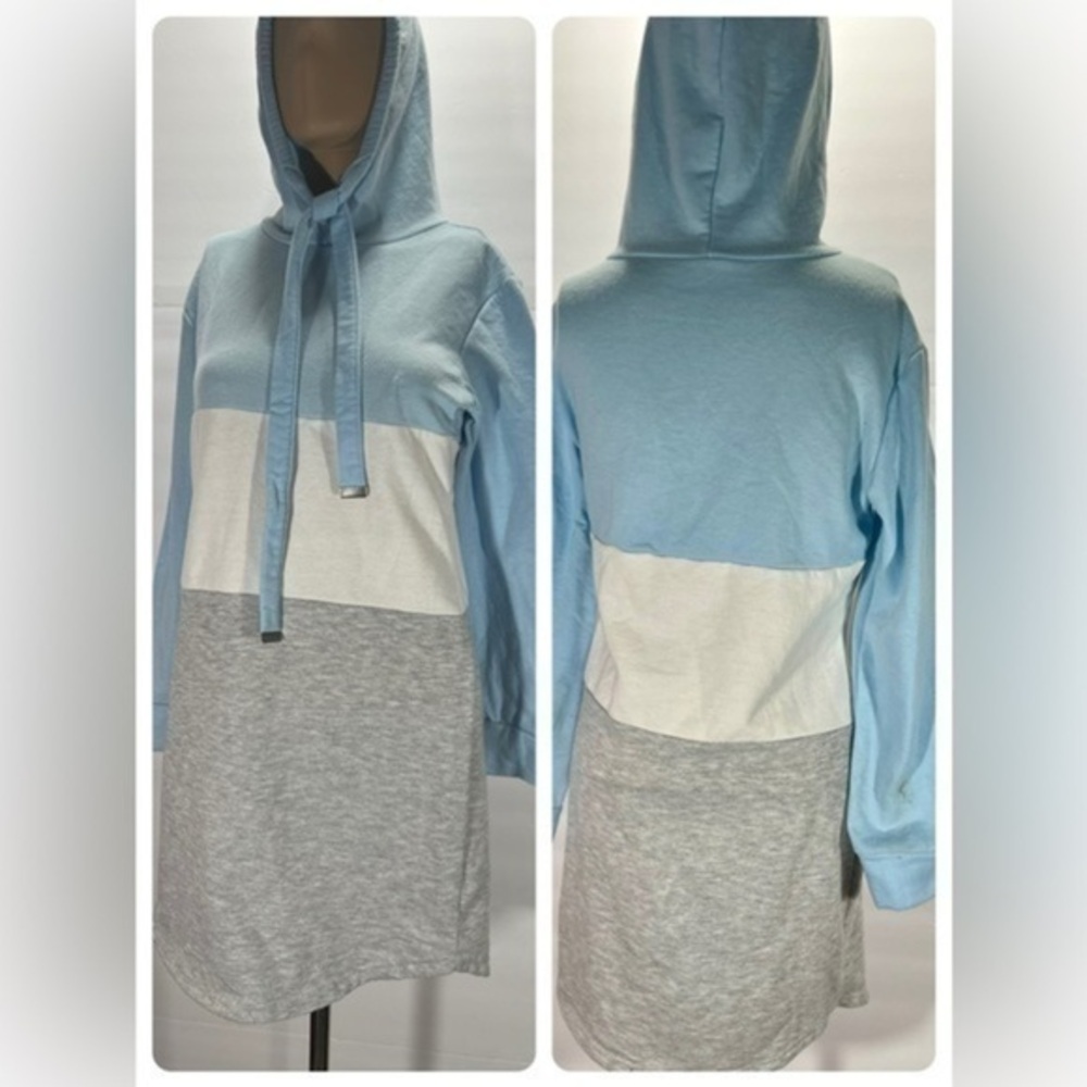 No Boundaries Sweatshirt Style Blue Gray White Hoodie Dress Size S/CH (3/5)